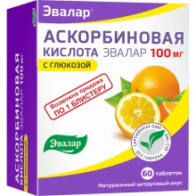 Витамины Эвалар Аскорбиновая кислота 100 мг 60 таблеток